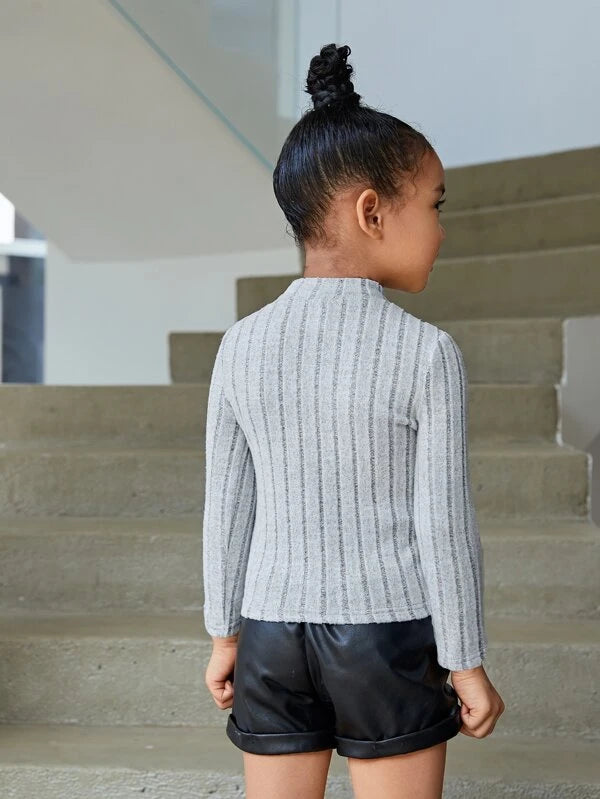 SHEIN Toddler Girls Mock Neck Tee