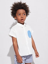 SHEIN Toddler BOYS Pocket Patched Blouse