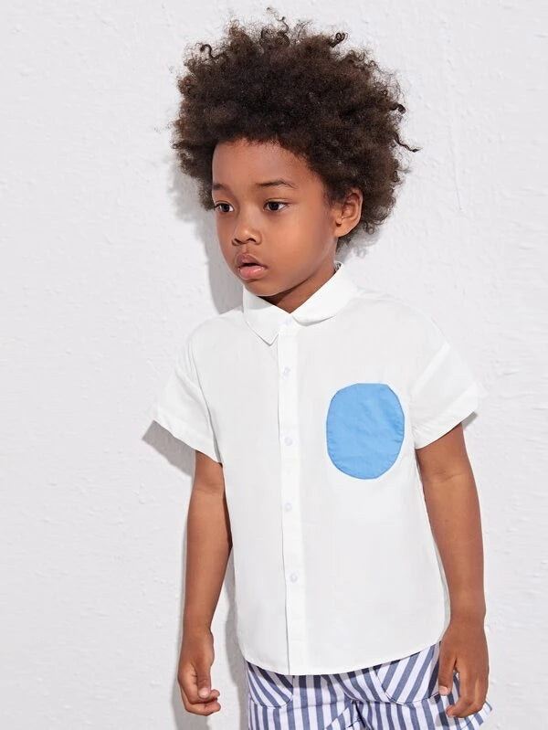 SHEIN Toddler BOYS Pocket Patched Blouse