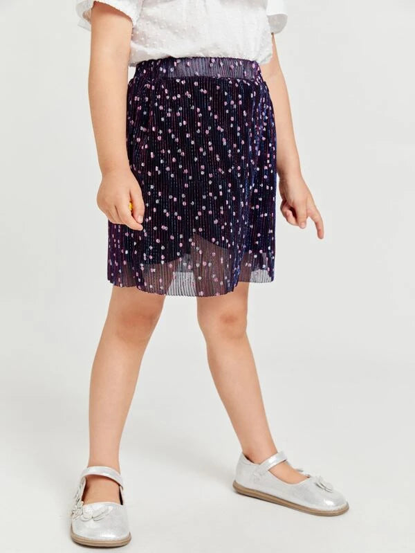 تنورة شي إن للبنات الصغيرات منقطة بنقشة شبكية