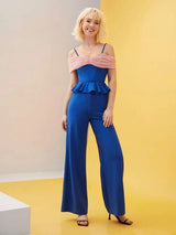 SHEIN X Chronically Classy Ruched Bust Ruffle Hem Jumpsuit