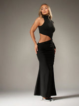 SHEIN AND MISSGUIDED Maxi Dress Asymmetric One Sleeve High Neck Cut Out