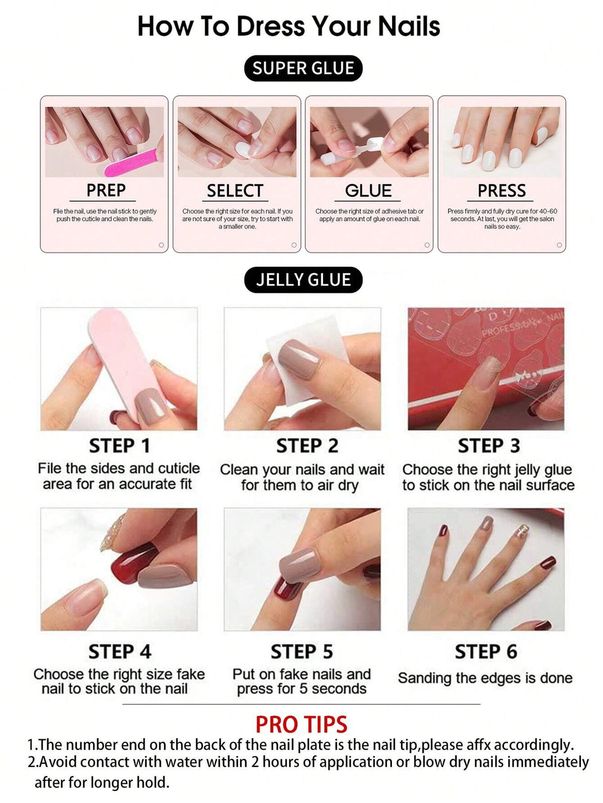 SHEIN Almond-Shaped Red French Tip Press-On Nails