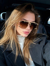 SHEIN Asymmetrical Polygon Frameless Metal Fashion Glasses
