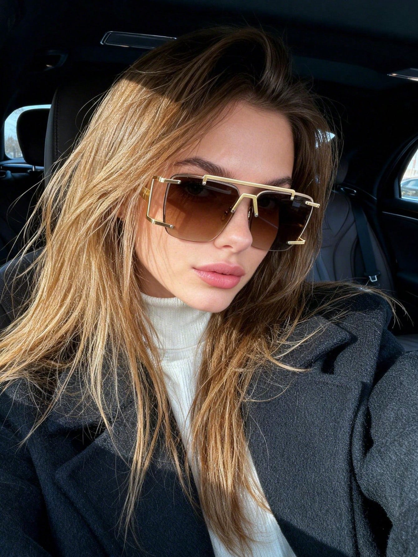 SHEIN Asymmetrical Polygon Frameless Metal Fashion Glasses