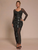 SHEIN BAE  Casual Elegant Polka Dot Print Ruffle Hem Dress
