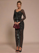 SHEIN BAE  Casual Elegant Polka Dot Print Ruffle Hem Dress