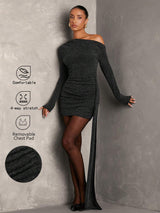 SHEIN BAE Fall Winter Women Off Shoulder Dress