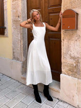 SHEIN EZwear Elegant Daily Casual Commuting Vacation Simple Sexy Backless White Dress