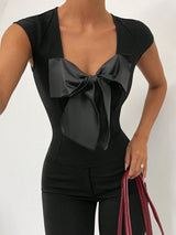 SHEIN Essnce Black Slim-Fit Short Sleeve T-Shirt