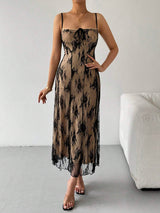 SHEIN Firerie Women Lace-Up Spaghetti Strap A-Line Dress