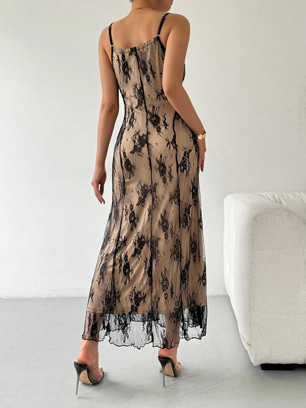 SHEIN Firerie Women Lace-Up Spaghetti Strap A-Line Dress
