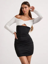 SHEIN Glamine White And Black Autumn Dress
