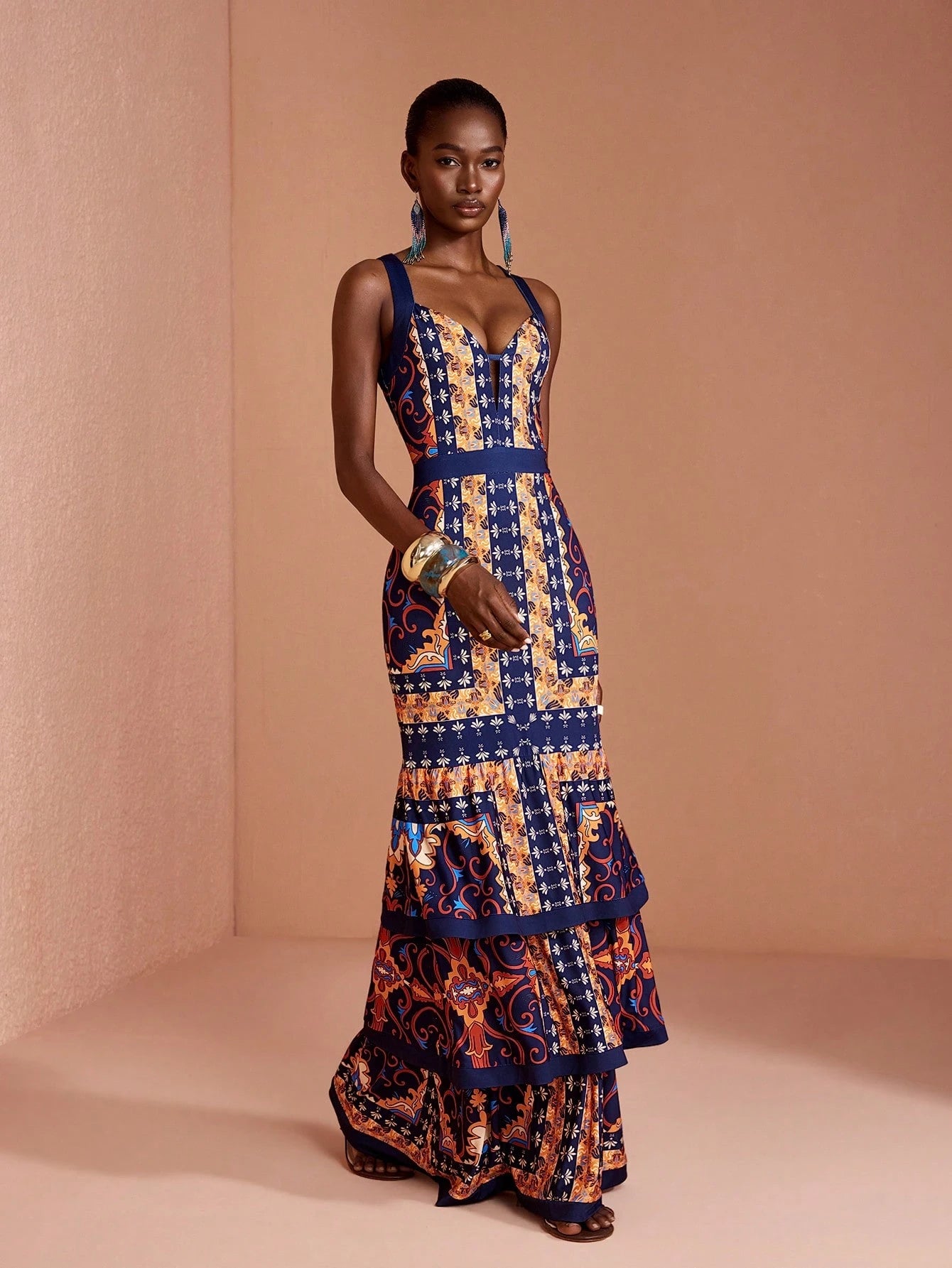 SHEIN JIAN LASALA All-Over Print Maxi Dress