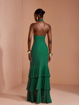 SHEIN JIAN LASALA Green Mesh Halter Neck Dress