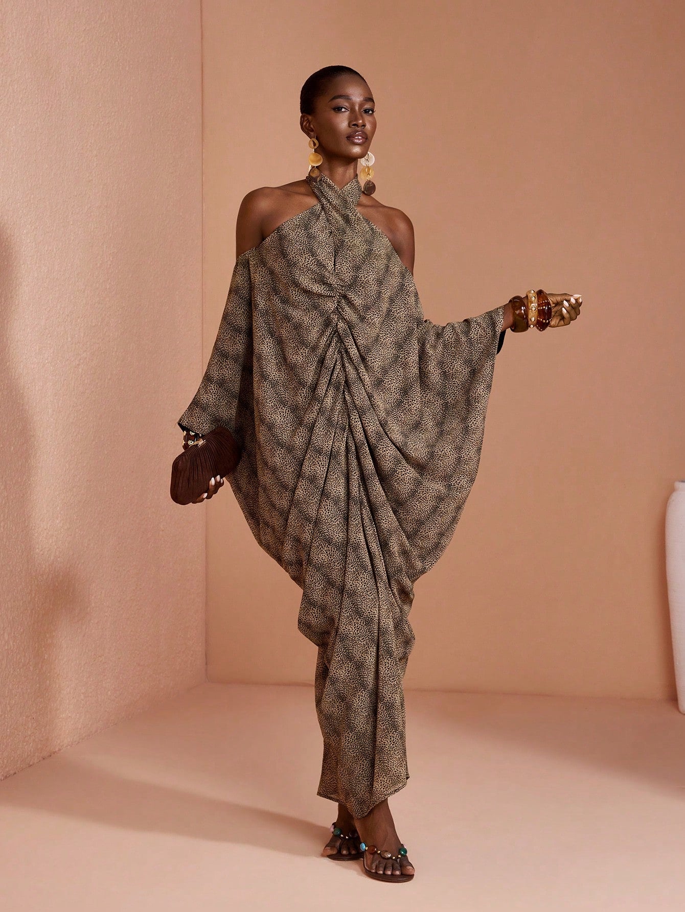SHEIN JIAN LASALA Leopard Print Chiffon Dress