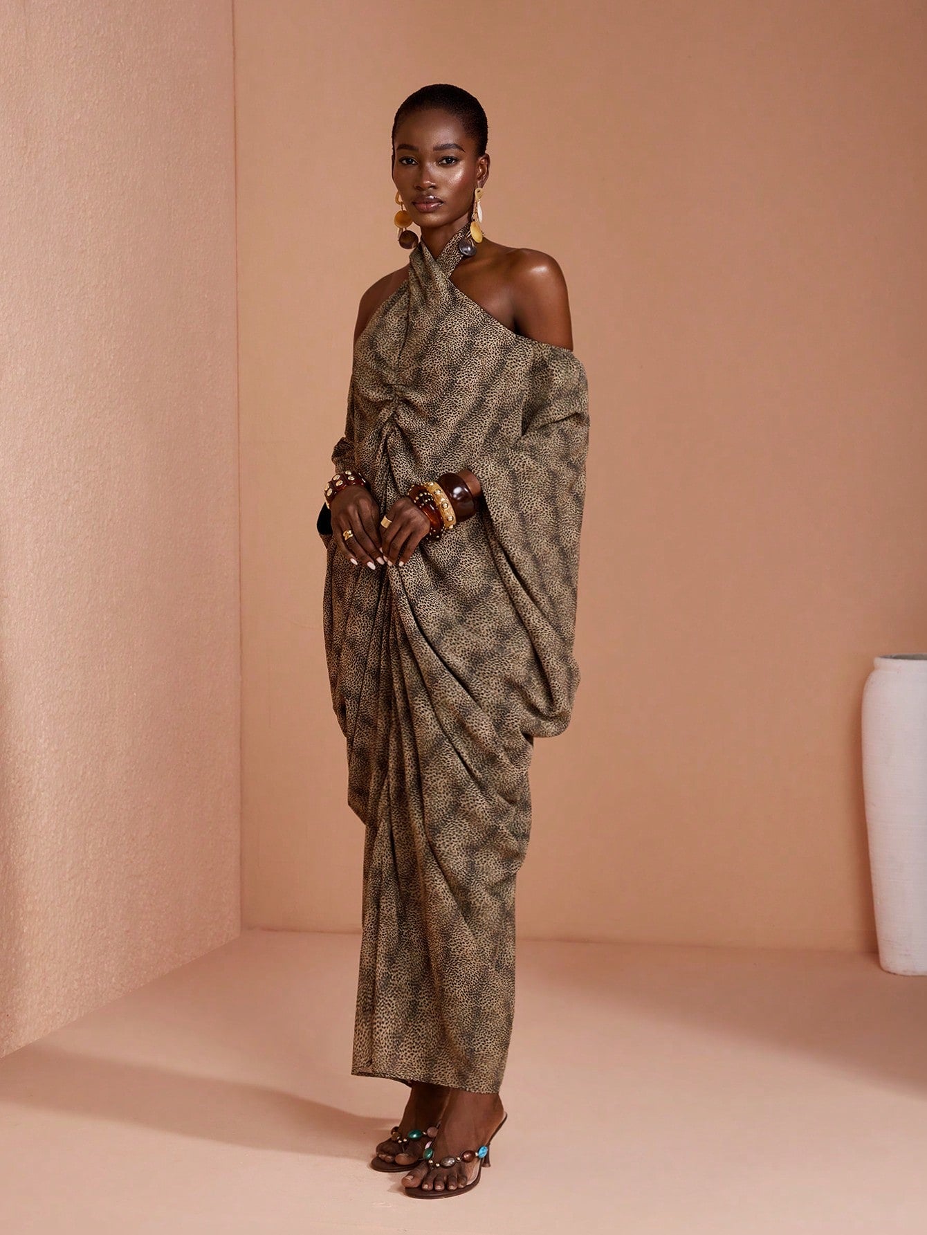 SHEIN JIAN LASALA Leopard Print Chiffon Dress