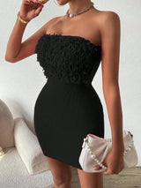 SHEIN LUNE Solid Color Bandeau Bodycon Dress