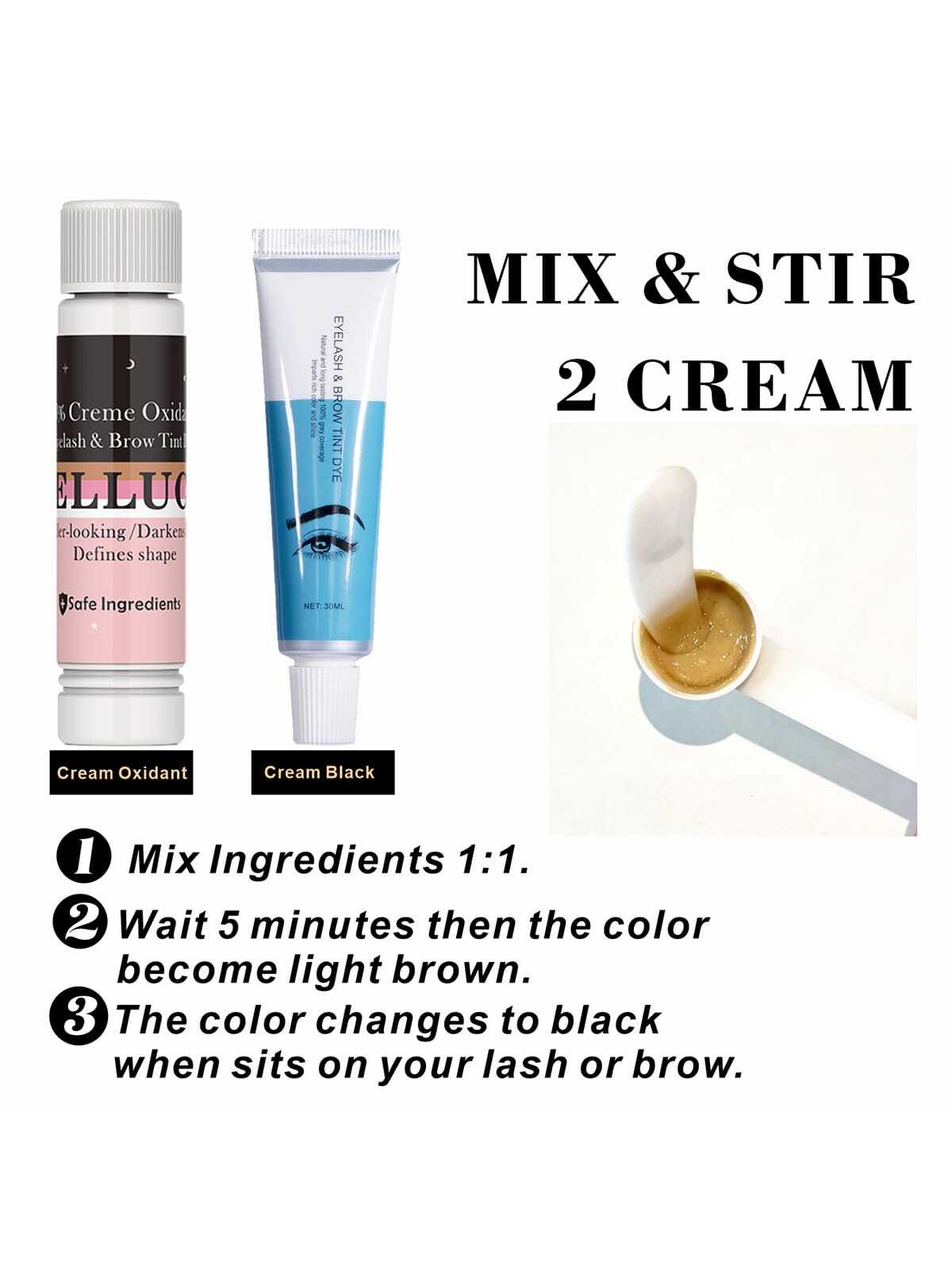 SHEIN Lash Tint Kit Brow Tint Kit Black Color, Professional Eyebrow & Eyelash Tint