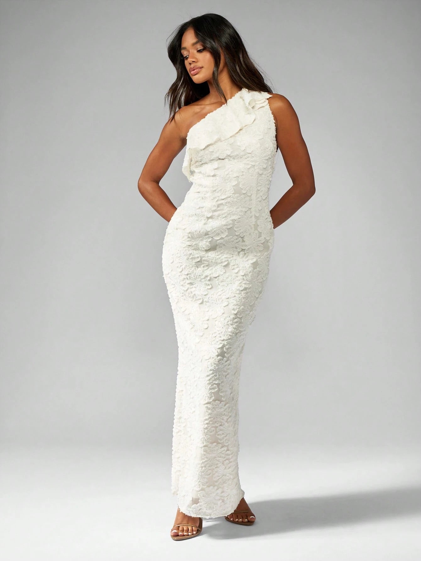 SHEIN MISSGUIDED One Shoulder Wedding Reception Dress 
