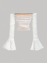 SHEIN MOD Vintage Court Style White Elegant Knit Texture