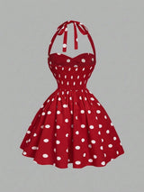 SHEIN MOD Women's Polka Dot Bandeau Long Dress