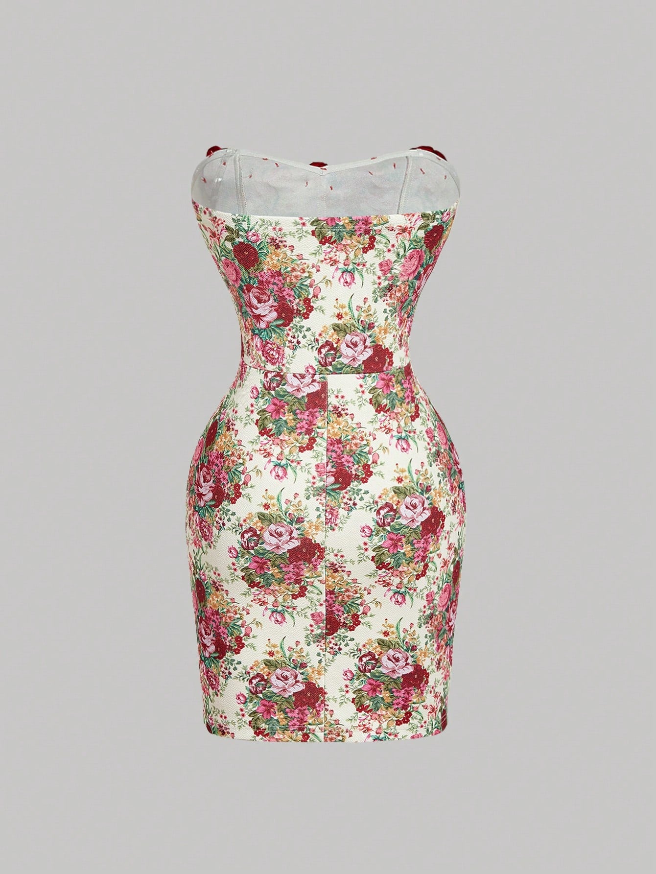 Floral patterned dress on a gray background
