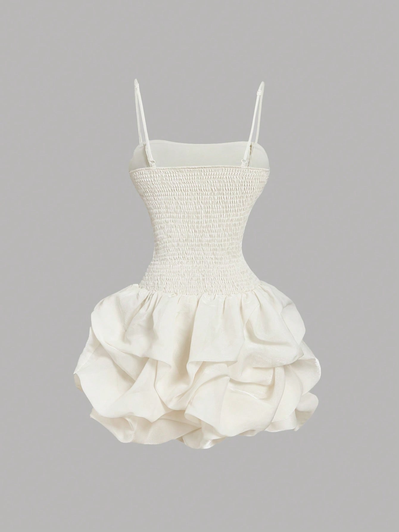 SHEIN MOD Women's Apricot Fitted Ruched Bubble Hem Organza Mini Dress