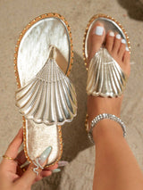 SHEIN New Summer Champagne And Light Gold Sandals