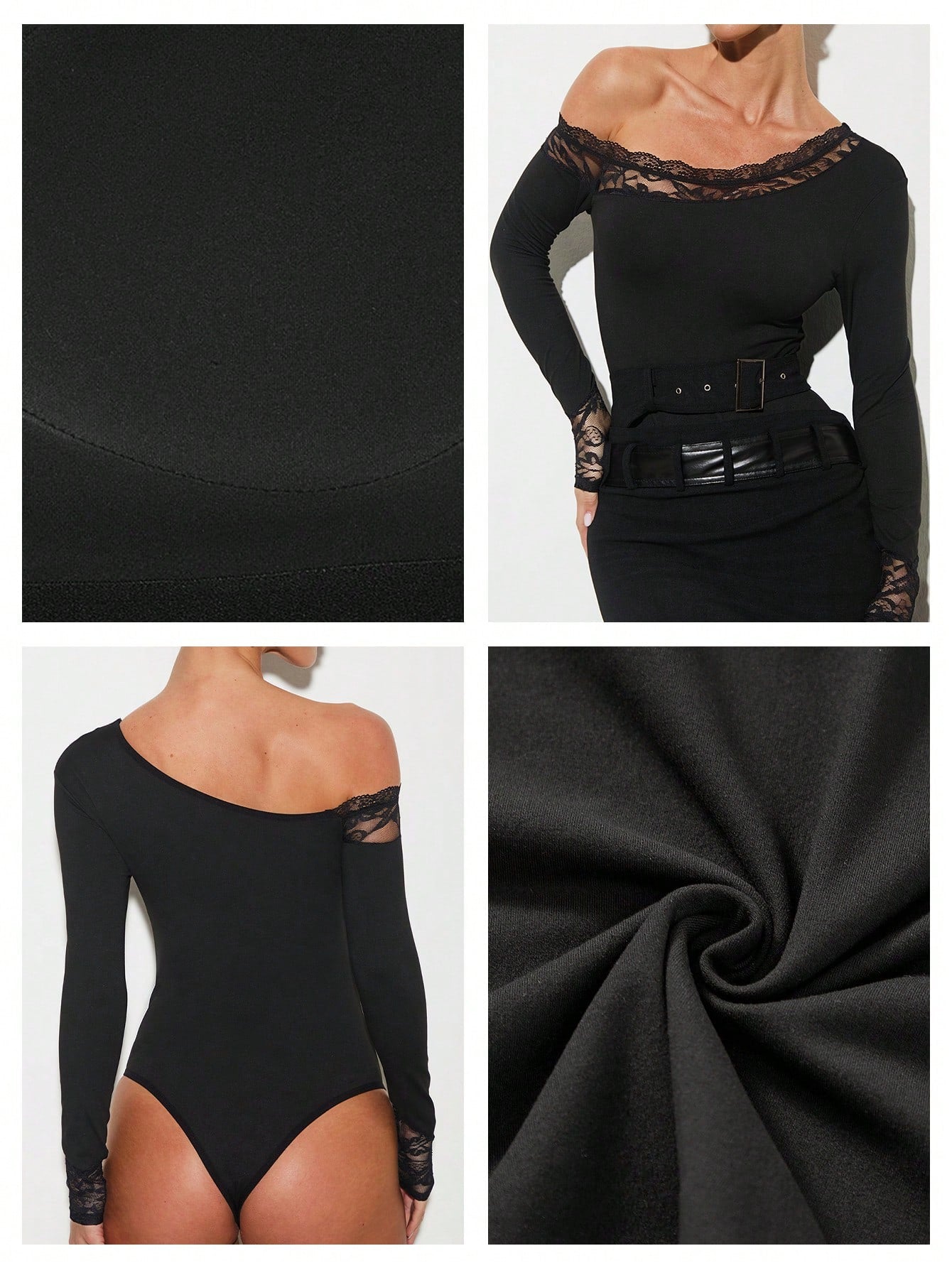 SHEIN Nuvra Regular Fit Solid Black Comfortable Bodysuit