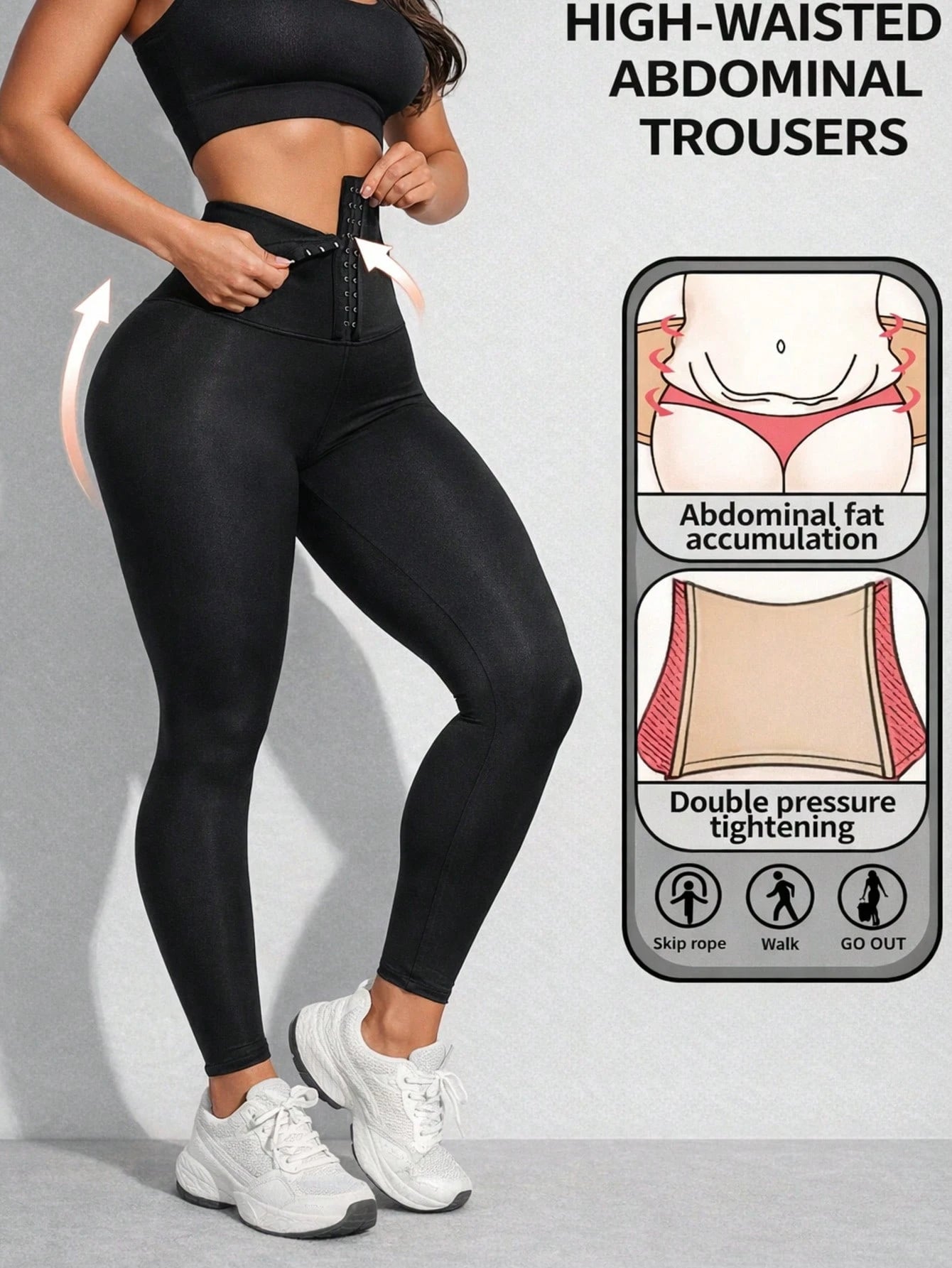 SHEIN Pants With Buttons New Yoga Waist & Abdomen Shaping Casual