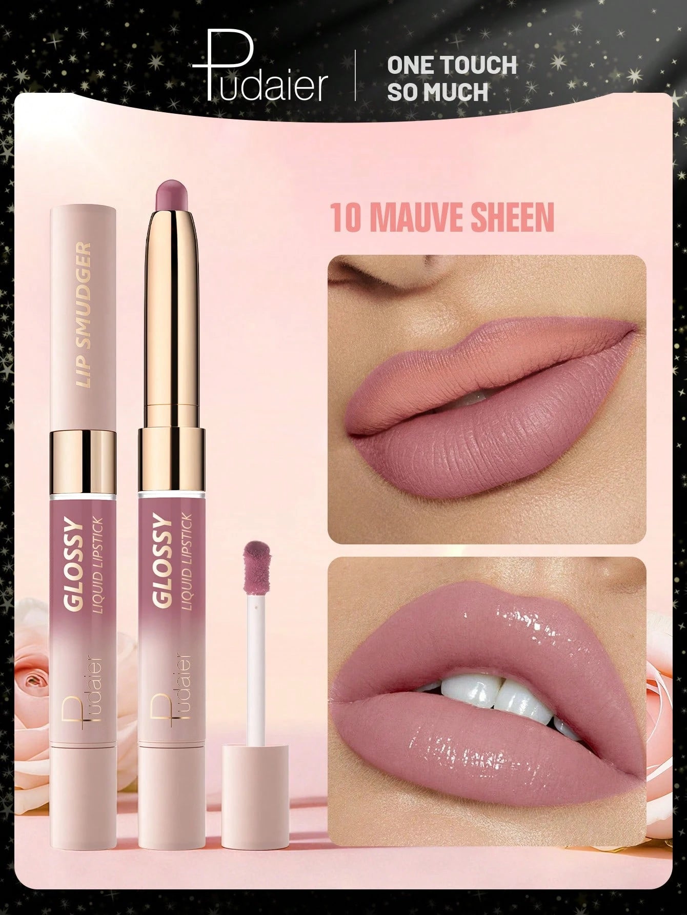 SHEIN Pudaier 2-In-1 Matte Lipstick & Gloss: Dual Effects 