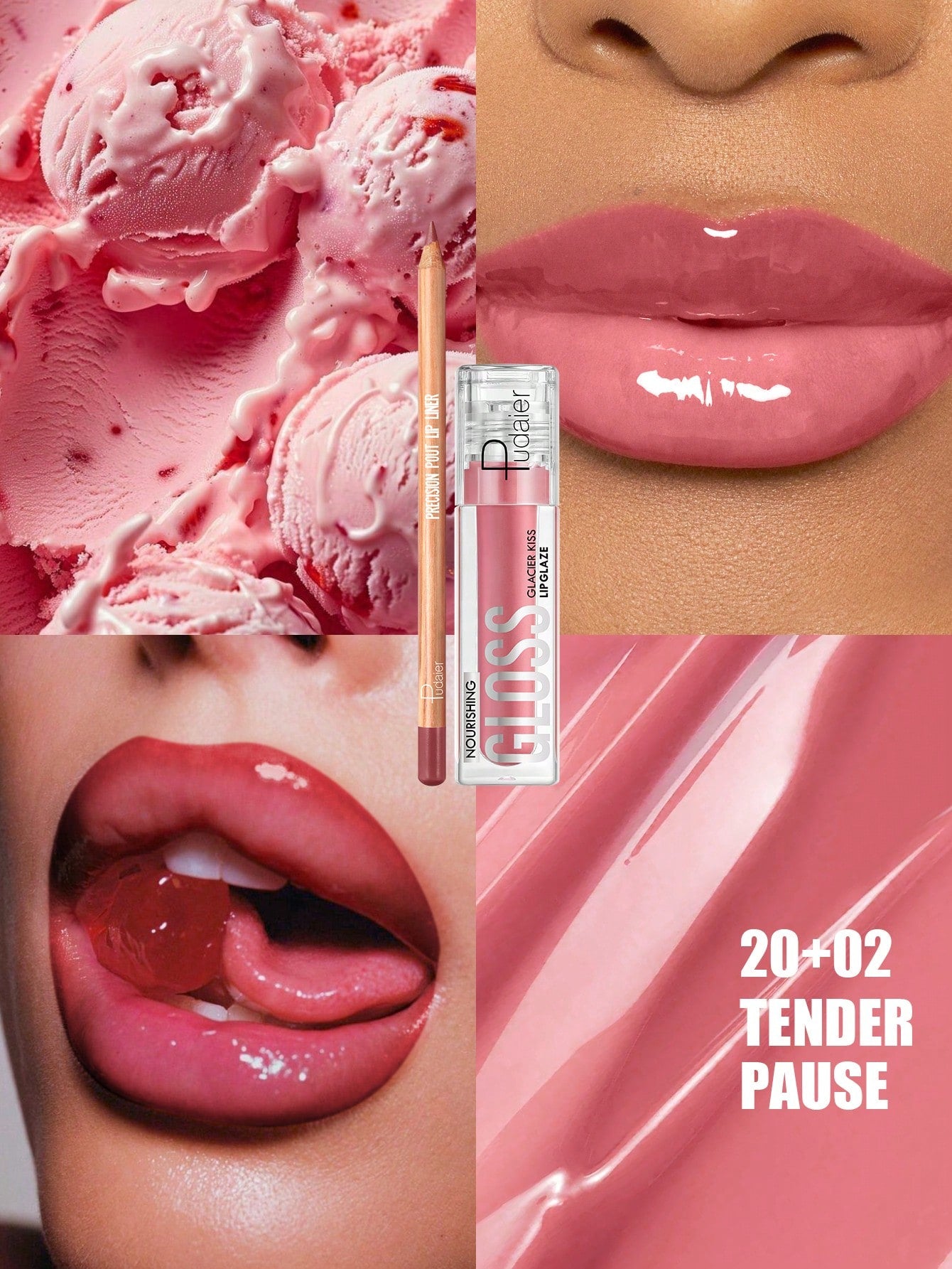 SHEIN Pudaier 2pcs Lip Liner Pencil And Lip Gloss Set