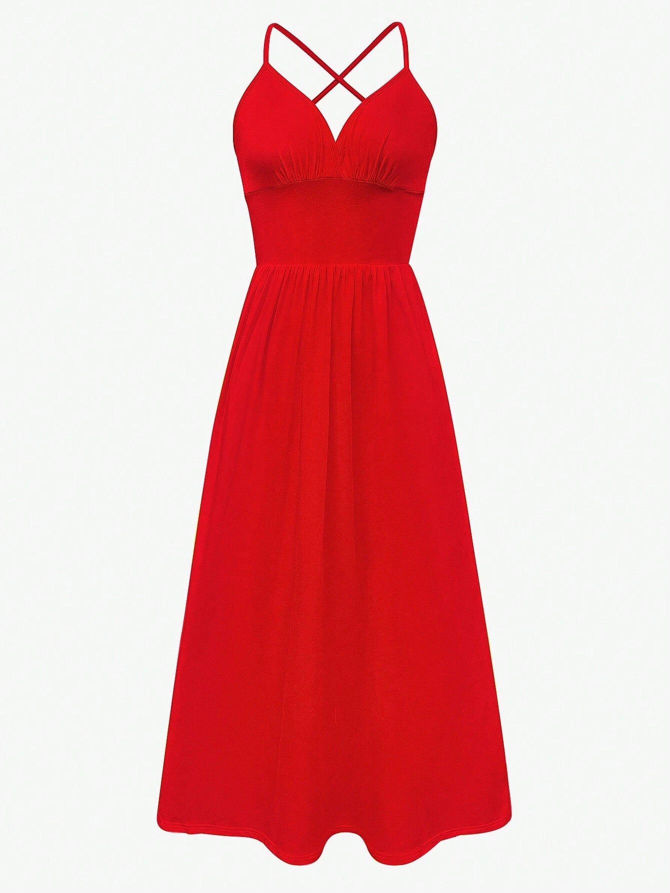 SHEIN Raffinéa Solid Color Sleeveless V Neck Strappy Backless Split Dress