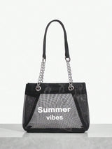 حقيبة كتف نسائية أنيقة من شى ان  مزينة بسلسلة حروف شبكية   