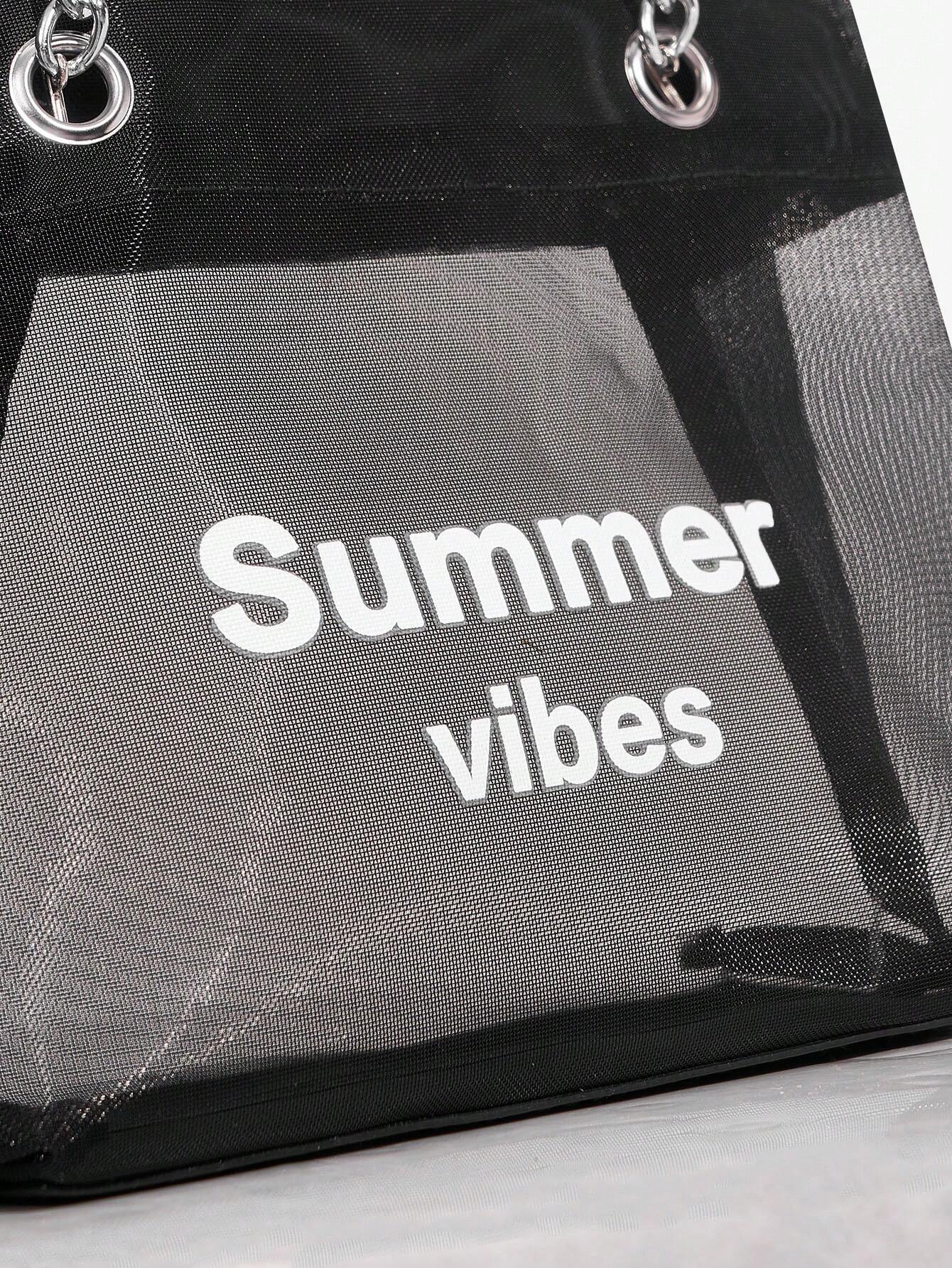 حقيبة كتف نسائية أنيقة من شى ان  مزينة بسلسلة حروف شبكية   