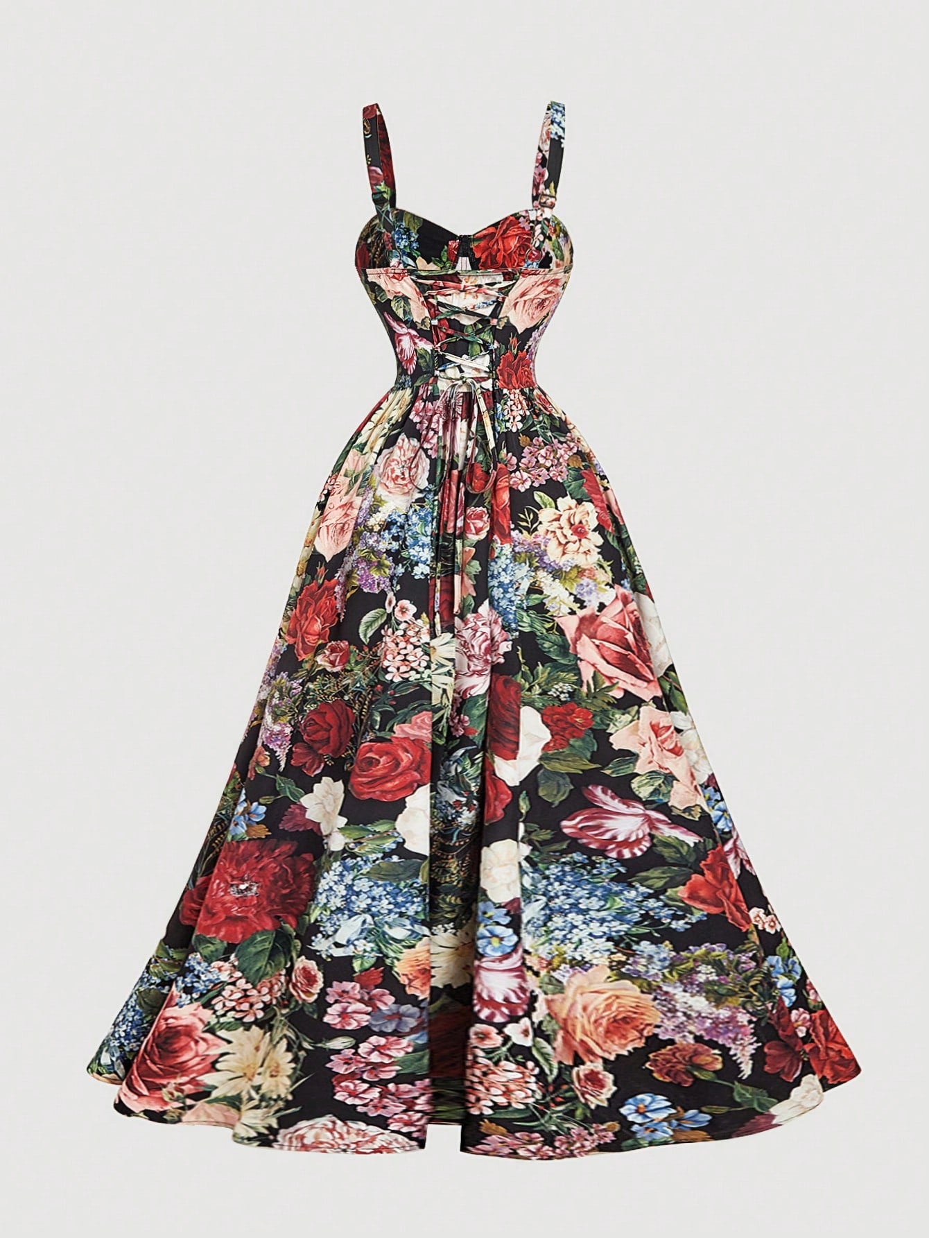 SHEIN Skyraze Women's Black Floral Print Dress