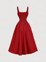 Red dress on a light gray background