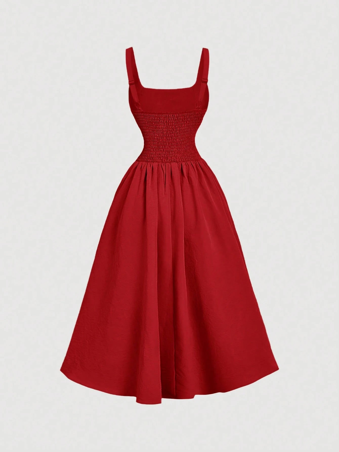 Red dress on a light gray background