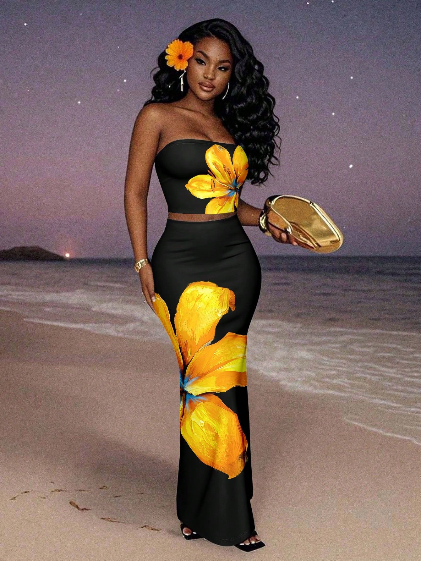 SHEIN Slaydiva 2pcs Floral Print