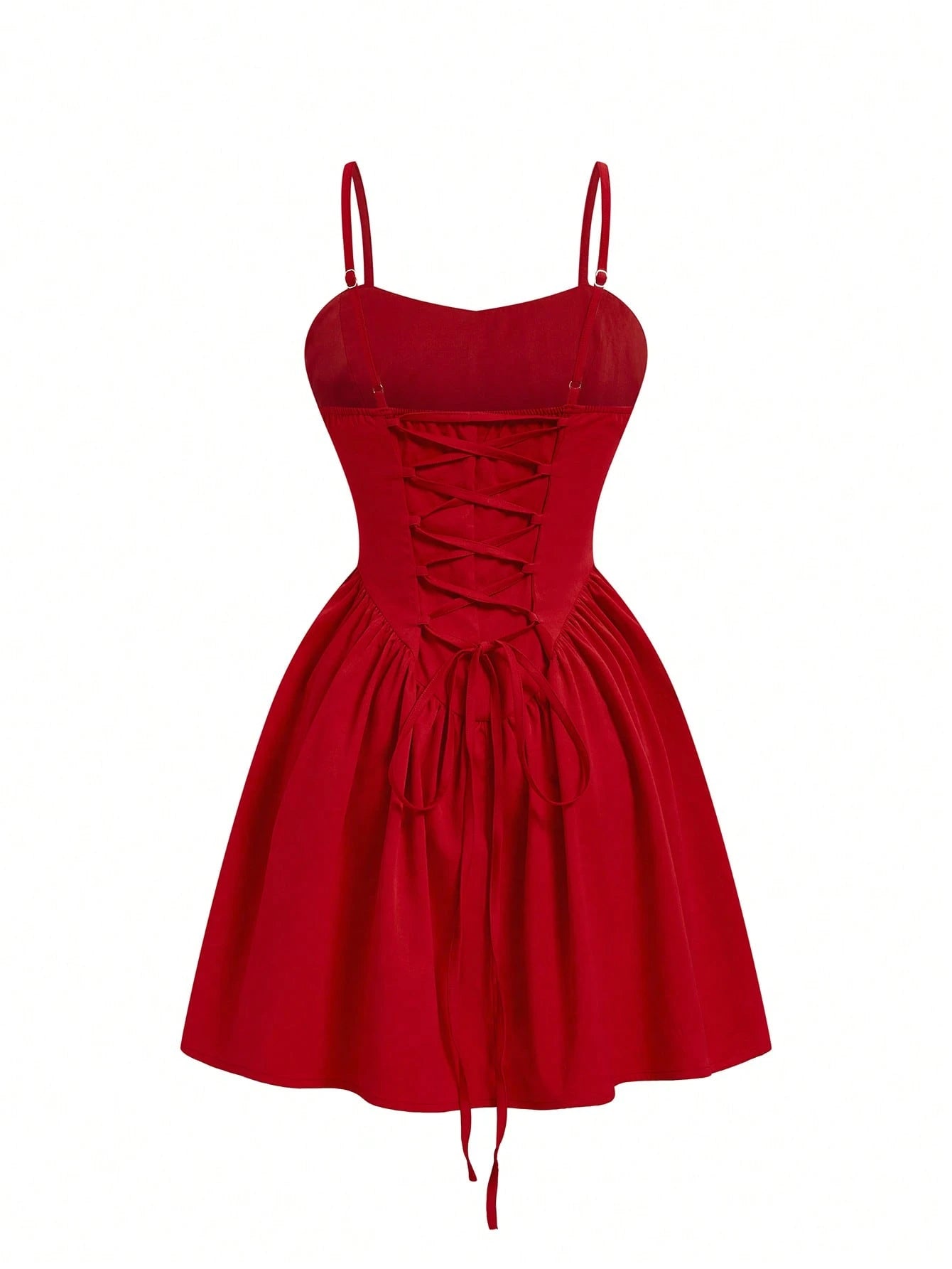 Red dress with thin straps on a white background