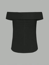 SHEIN Solid Color Twist Design Off-Shoulder Stylish Blouse