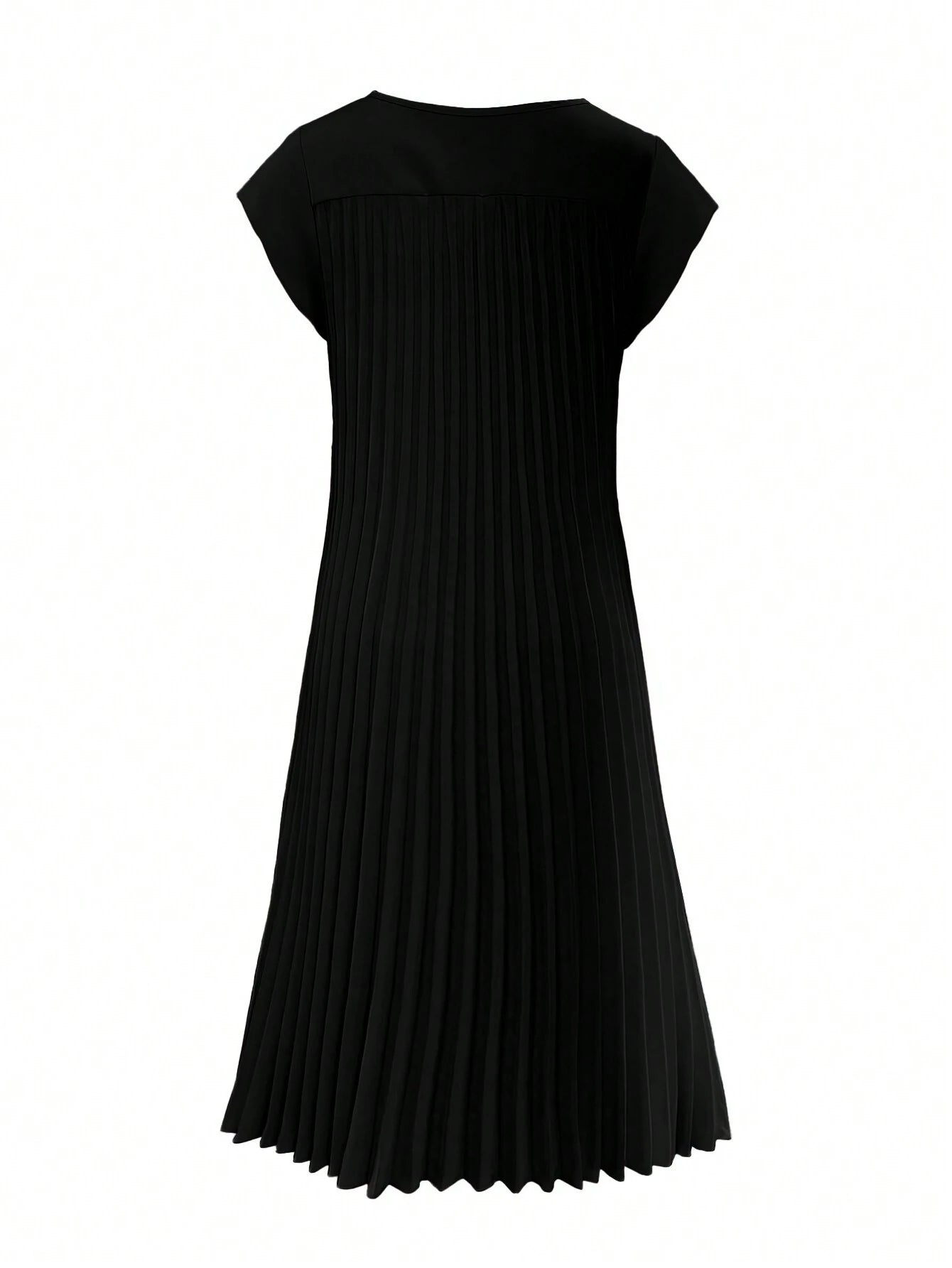 Black pleated dress on a white background