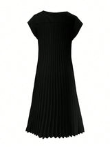 Black pleated dress on a white background