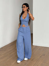 SHEIN StreetHx Top & Pants 2pcs Set Streetwear Women Summer Solid Color Vest 