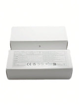 White electronic device with label on a white background