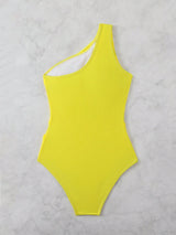 SHEIN Swim 1pc Women's Solid Color Ruched One Shoulder