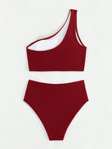 Red bikini set on a white background