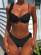 SHEIN Swim SXY Solid Color 3D Floral