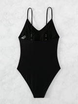 SHEIN Swim Summer Beach Fringe Trim One Piece Swimsuit
